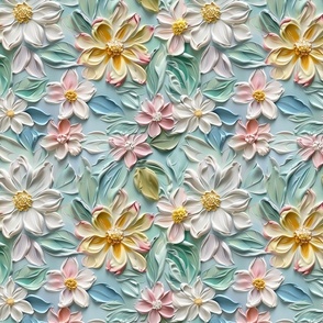 Gentle Bloom Array: Pastel 3D Floral Emboss Pattern