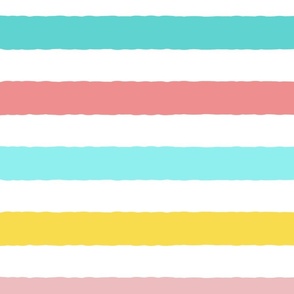 2 inch Multicolor Spring Stripes - Aqua, Peach, Yellow