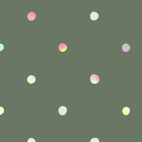Pretty polka dots olive green 