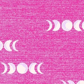 Moon phases for frogs songs in pink cream and lila violet with burlap texture Medium scale