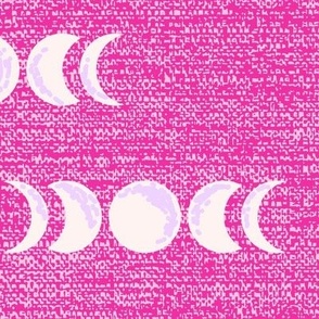 Moon phases for frogs songs in pink cream and lila violet with burlap texture Large scale