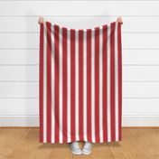 Classic Bold Red and White Ticking Stripe Large Scale 24in Repeat