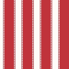 Classic Bold Red and White Ticking Stripe Large Scale 24in Repeat