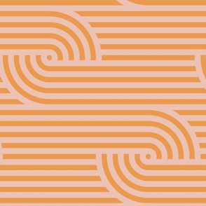 Geometric zen garden stripe (Orange/Pink, Wide, Horizontal)