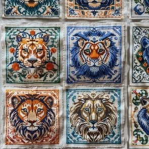 Lion's Majesty Embroidery Tiles