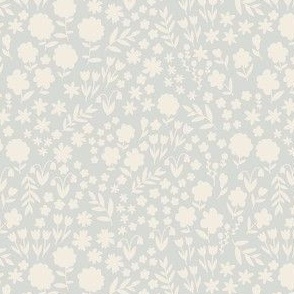 Ditsy Floral Beige on Pale Blue