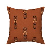 Medium Scale // Art Nouveau Sparse Botanical Motif with Dragonfly and Florals in Burnt Sienna Cinnamon