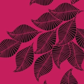 Flowing Leaf- Detailed Leaf -Pink-Ripple-Wallpaper
