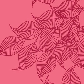 Flowing Leaf- Pink - Strawberry colour wallpaper
