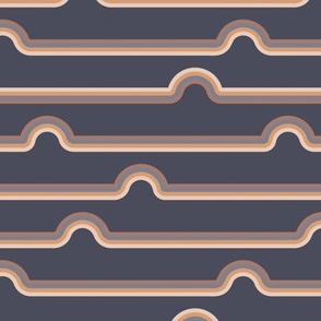 Neutral colored stripes with rainbows on navy blue