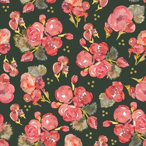 Romantic Roses -No splach - Dark Green