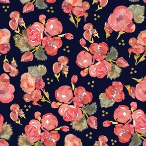 Romantic Roses - No splach - Navy Background