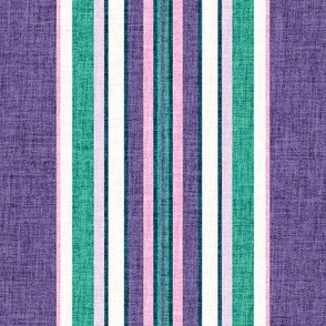 Maggie Vertical Stripe Purple green pink Ivory LARGE SCALE