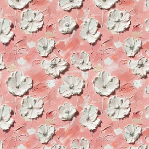 Blush Petal Texture - Impasto Floral Pattern in Warm Tones
