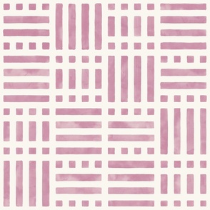 Berry pink geometric watercolor squares and lines for calm minimalism