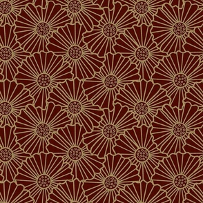 minimalist floral line art, gold and dark brown, luxe 