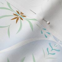 Baby Blue Classic leaves and flowers design