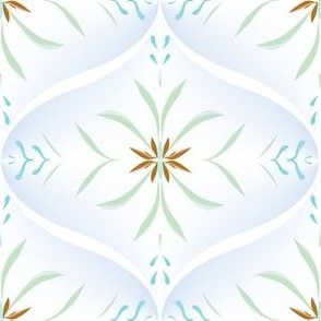 Baby Blue Classic leaves and flowers design