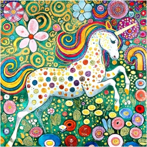 18x18 Unicorn Panel Bold Colorful Flowers for Cut and Sew Panel Projects Pillows Cushions (1)