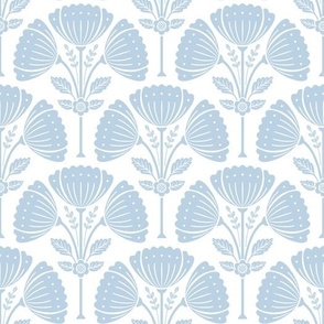 Block Print Flower Bouquet - Air Blue / White 1 MEDIUM
