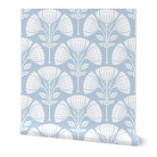 Block Print Flower Bouquet - Air Blue / White 2 MEDIUM