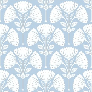 Block Print Flower Bouquet - Air Blue / White 2 MEDIUM