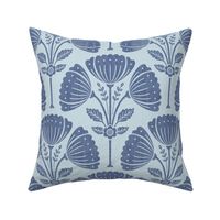 Block Print Flower Bouquet - Blue Nova 2 LARGE