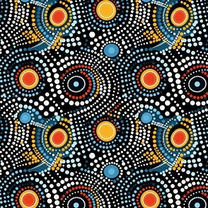 Vibrant Dreamtime: Aboriginal Dot Art-Inspired Pattern