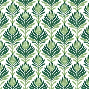 Floral Whimsy in Emerald: Lush Green & Soft White Floral Pattern
