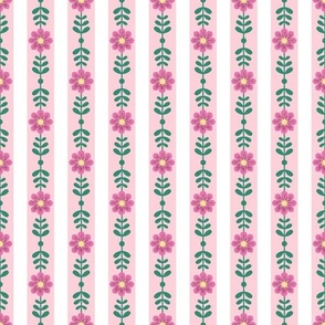 dahlia flower stripe pink floral spring pink pastel pale light rose one inch striped color girls bedding kitchen wallpaper