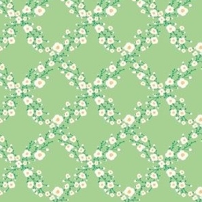 Micro Small Flower bracelets - Criss Cross Flowers - Geometric White Flowers - Spring Floral Blooms - Flower Block - Light Green