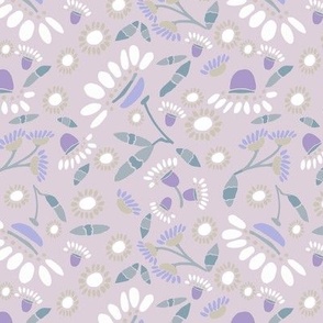 hand drawn flowers blue lavender