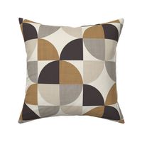 midcentury modern geometric with linen texutre - dark truffle brown_ driftwood brown_ khaki taupe_ soft amber_ white rock