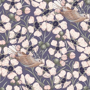 Wax flower & Birdy floral pattern