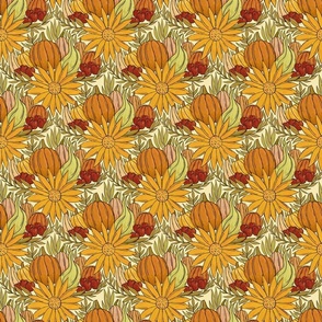 6" Autumn Harvest -  Pumpkins and Sunflowers