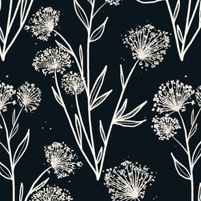 Queen Anne floral black and white 