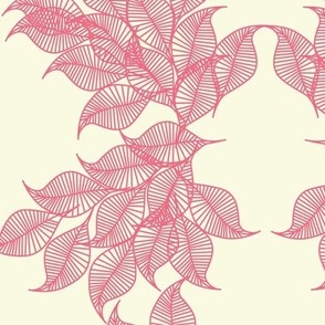 Flowing Leaf-Strawberry-Ripple- Interior Wallpaper
