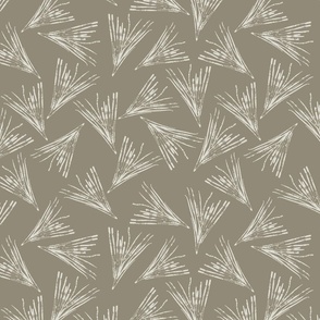 (S) Hand-Drawn Beige Pine Needles Tossed on a Warm Taupe Background