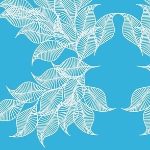 Flowing-Leaf--Blue-Deep Interior Decor Wallpaper 