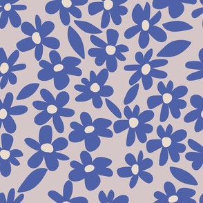 jumbo // Daisy Bloom Retro Floral in Royal Blue on Blush  // 24”