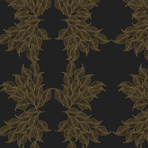 Flowing-Leaf-Deep Honey Noir Interior Wallpaper