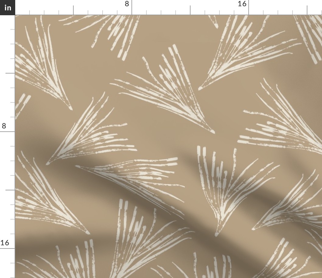 (L) Hand-Drawn Beige Pine Needles Tossed on a Warm Brown Clay Background