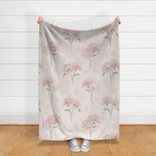 (L) Couple of Peony Stems | Soft Muted Vintage Pink and Cream White | Large Scale