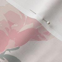 (L) Couple of Peony Stems | Soft Muted Vintage Pink and Cream White | Large Scale