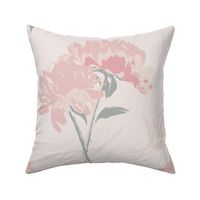 (L) Couple of Peony Stems | Soft Muted Vintage Pink and Cream White | Large Scale