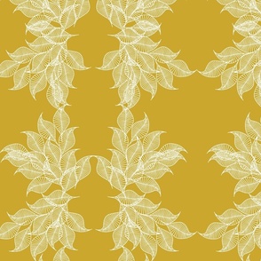 Flowing-Leaf--Mustard-Light Interior Decor Wallpaper 