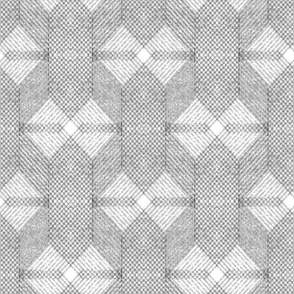 Monochrome textured geometric pattern, gray and white background.