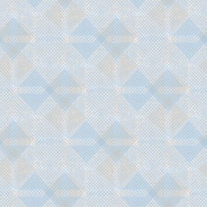 Pale textured geometric pattern, light gray and blue background.