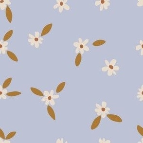 small // Tossed Ditsy Daisy Flowers in Pale Blue // 6”