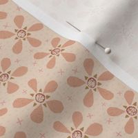 SMALL - Textured flowers in retro colors - spring and summer floral - pale pink on pearl